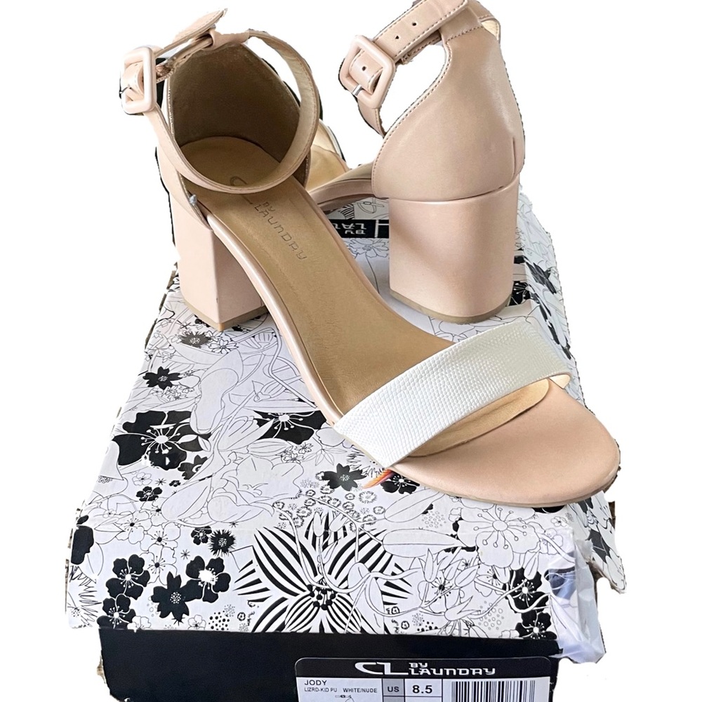 Strapped nude and white heel